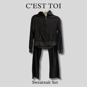 C'EST TOI Black Hoodie Sweatshirt for Women